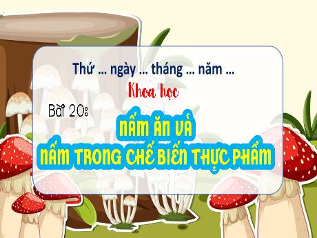 Bài giảng Khoa học Lớp 4 - Bài 20: Nấm ăn và nấm trong chế biến thực phẩm