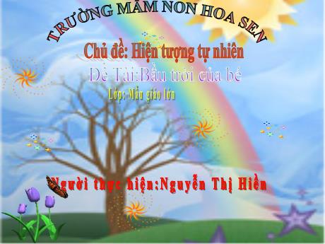 Bài giảng Mầm non Lớp Lá - Chủ đề: Hiện tượng tự nhiên. Đề tài: Bầu trời của bé - Nguyễn Thị Hiền