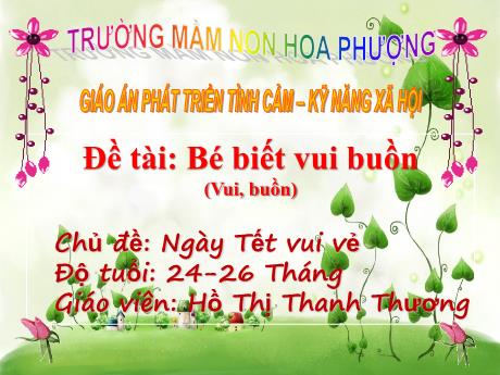 Bài giảng Mầm non Lớp Nhà trẻ - Chủ đề: Ngày Tết vui vẻ. Đề tài: Bé biết vui buồn - Hồ Thị Thanh Thương