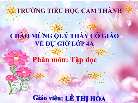 Bài giảng Tiếng Việt Lớp 4 - Tập đọc: Đôi giày ba ta màu xanh - Lê Thị Hoa