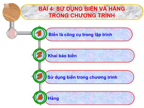 Bài giảng Tin học Lớp 8 - Bài 4: Sử dụng biến và hằng trong chương trình
