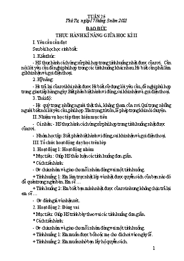 Giáo án Đạo đức Lớp 2 - Tuần 25 - Bài: Thực hành kỹ năng giữa học kì II - Năm học 2020-2021