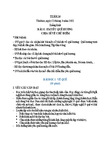 Giáo án Khối 2 - Tuần 26 - Năm học 2021-2022