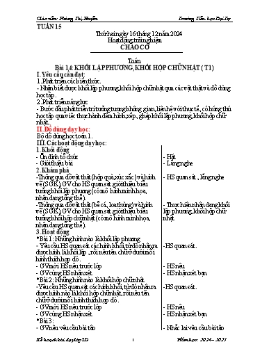 Giáo án Lớp 1 - Tuần 15 - Năm học 2024-2025 - Phùng Thị Huyền