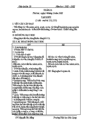 Giáo án Lớp 1 - Tuần 21 - Năm học 2021-2022 - Nguyễn Thị Hằng