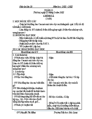 Giáo án Lớp 1 - Tuần 22 - Năm học 2021-2022 - Nguyễn Thị Hằng
