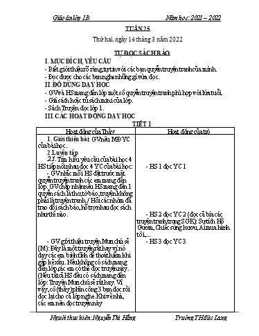 Giáo án Lớp 1 - Tuần 25 - Năm học 2021-2022 - Nguyễn Thị Hằng