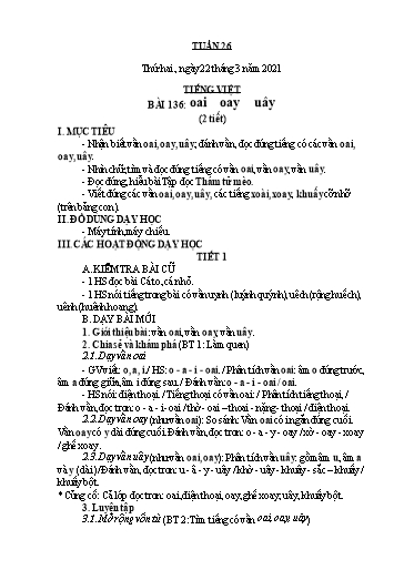 Giáo án Lớp 1 - Tuần 26 - Năm học 2020-2021 - Nguyễn Thị Thanh Xuân