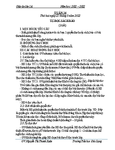 Giáo án Lớp 1 - Tuần 26 - Năm học 2021-2022 - Nguyễn Thị Thanh Xuân