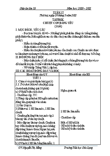 Giáo án Lớp 1 - Tuần 27 - Năm học 2020-2021 - Nguyễn Thị Hằng