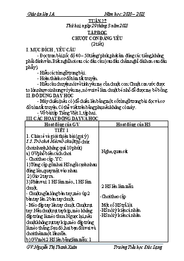 Giáo án Lớp 1 - Tuần 27 - Năm học 2020-2021 - Nguyễn Thị Thanh Xuân