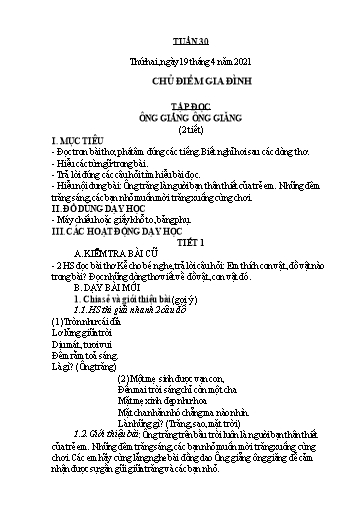 Giáo án Lớp 1 - Tuần 30 - Năm học 2020-2021 - Nguyễn Thị Thanh Xuân