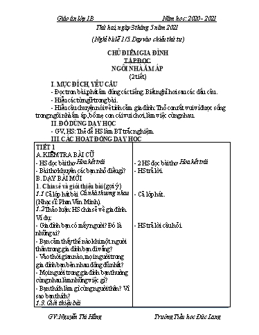 Giáo án Lớp 1 - Tuần 33 - Năm học 2020-2021 - Nguyễn Thị Hằng