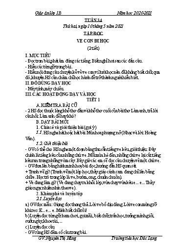 Giáo án Lớp 1 - Tuần 34 - Năm học 2020-2021 - Nguyễn Thị Hằng