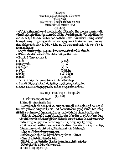 Giáo án Lớp 2 - Tuần 20 - Năm học 2021-2022