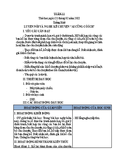 Giáo án Lớp 2 - Tuần 22 - Năm học 2021-2022