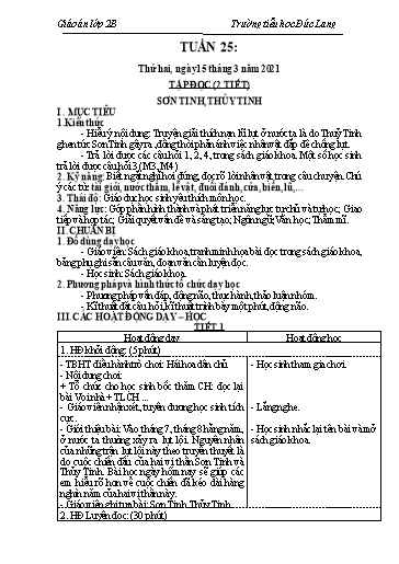Giáo án Lớp 2 - Tuần 25 - Năm học 2020-2021 - Trường Tiểu học Đức Lạng