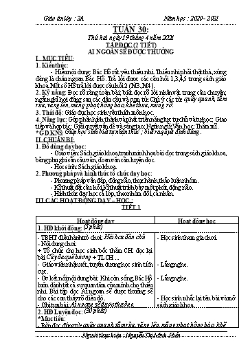 Giáo án Lớp 2 - Tuần 30 - Năm học 2020-2021 - Nguyễn Thị Minh Hiền
