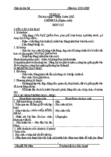 Giáo án Lớp 3 - Tuần 20 - Năm học 2021-2022 - Nguyễn Thị Năm