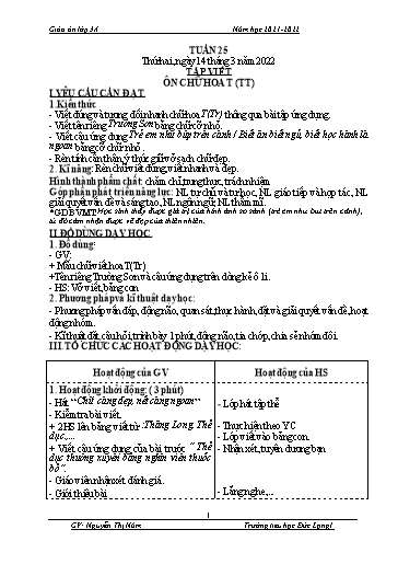 Giáo án Lớp 3 - Tuần 25 - Năm học 2021-2022 - Nguyễn Thị Năm