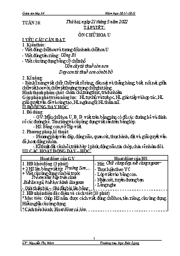 Giáo án Lớp 3 - Tuần 26 - Năm học 2021-2022 - Nguyễn Thị Năm