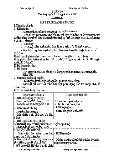 Giáo án Lớp 3 - Tuần 29 - Năm học 2021-2022 - Võ Thị Xuân Thơ