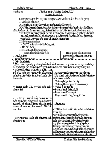 Giáo án Lớp 4 (CV2345) - Tuần 20 - Năm học 2021-2022 - Võ Thị Mỹ Nương