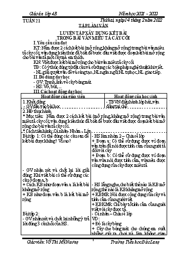 Giáo án Lớp 4 (CV2345) - Tuần 21 - Năm học 2021-2022 - Võ Thị Mỹ Nương