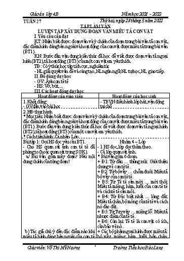 Giáo án Lớp 4 (CV2345) - Tuần 27 - Năm học 2021-2022 - Võ Thị Mỹ Nương
