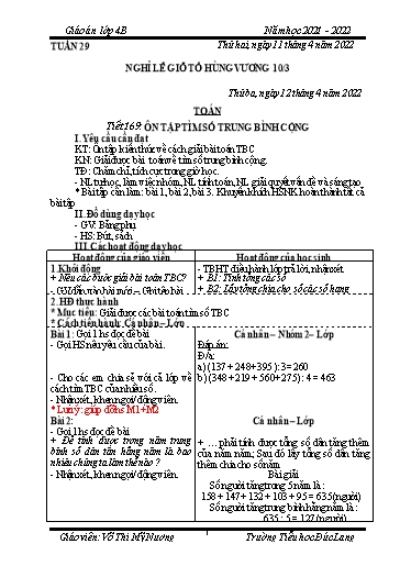 Giáo án Lớp 4 (CV2345) - Tuần 29 - Năm học 2021-2022 - Võ Thị Mỹ Nương