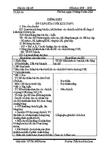 Giáo án Lớp 4 (CV2345) - Tuần 30 - Năm học 2021-2022 - Võ Thị Mỹ Nương