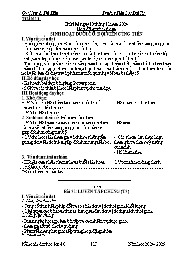 Giáo án Lớp 4 - Tuần 11 - Năm học 2024-2025 - Nguyễn Thị Hậu