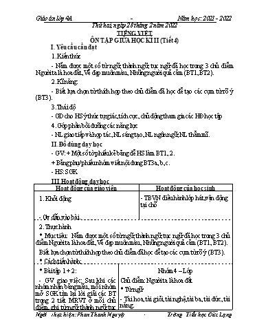 Giáo án Lớp 4 - Tuần 23 - Năm học 2021-2022 - Phan Thanh Nguyệt