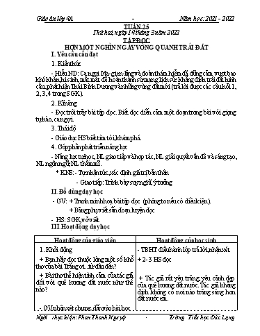 Giáo án Lớp 4 - Tuần 25 - Năm học 2021-2022 - Phan Thanh Nguyệt