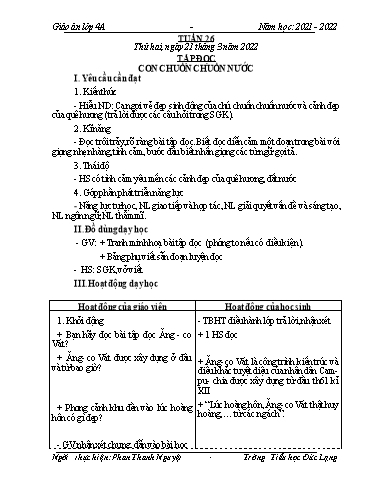 Giáo án Lớp 4 - Tuần 26 - Năm học 2021-2022 - Phan Thanh Nguyệt
