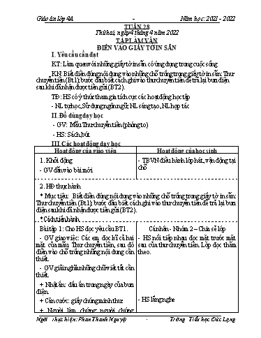 Giáo án Lớp 4 - Tuần 28 - Năm học 2021-2022 - Phan Thanh Nguyệt
