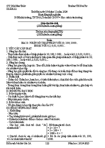 Giáo án Lớp 5 - Tuần 11 - Năm học 2024-2025 - Bùi Như Thùy