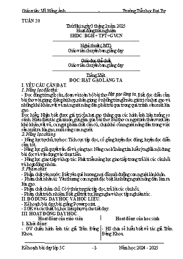 Giáo án Lớp 5 - Tuần 20 - Năm học 2024-2025 - Vũ Hồng Ánh