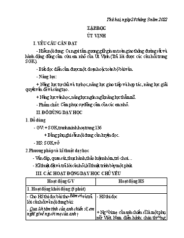 Giáo án Lớp 5 - Tuần 27 - Năm học 2021-2022