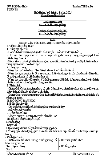 Giáo án Lớp 5 - Tuần 28 - Năm học 2024-2025 - Bùi Như Thùy