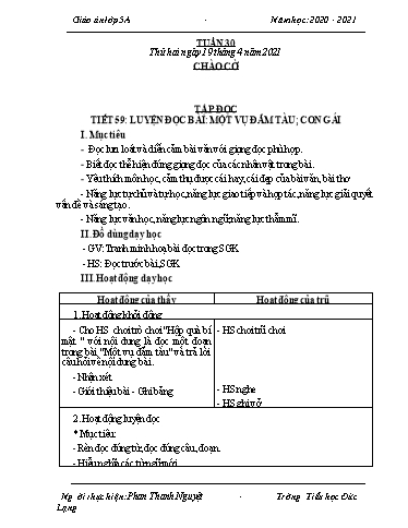 Giáo án Lớp 5 - Tuần 30 - Năm học 2020-2021 - Phan Thanh Nguyệt