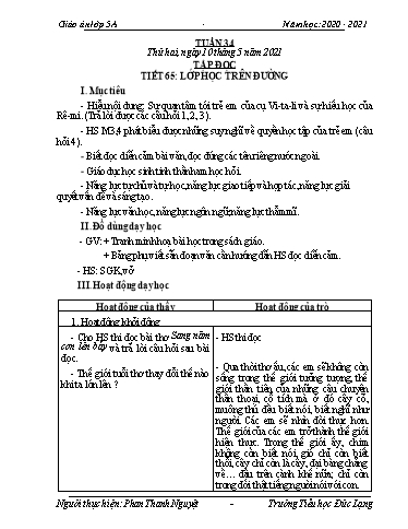 Giáo án Lớp 5 - Tuần 34 - Năm học 2020-2021 - Phan Thanh Nguyệt