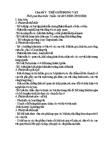Giáo án Mầm non Lớp Chồi - Chủ đề 5: Thế giới động vật - Năm học 2020-2021 - Trường Mầm non Trung Hà