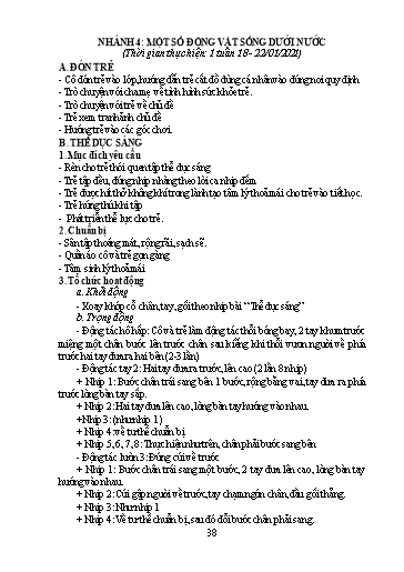 Giáo án Mầm non Lớp Chồi - Chủ đề: Động vật. Chủ đề nhánh 4: Một số động vật sống dưới nước - Năm học 2020-2021 - Trường Mầm non Trung Hà
