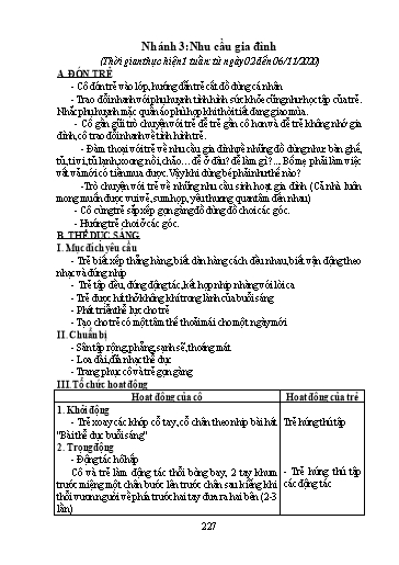 Giáo án Mầm non Lớp Chồi - Chủ đề: Gia đình. Chủ đề nhánh III: Nhu cầu gia đình - Năm học 2020-2021 - Trường Mầm non Trung Hà