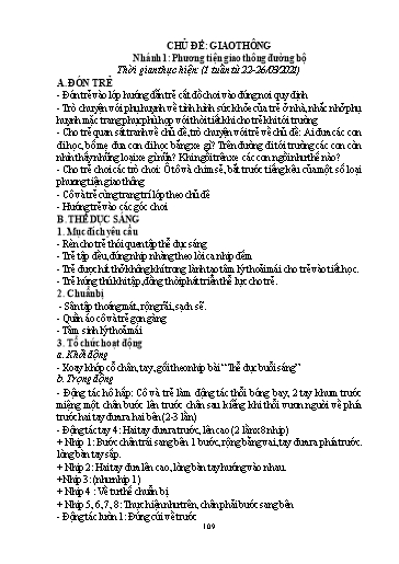 Giáo án Mầm non Lớp Chồi - Chủ đề: Giao thông. Chủ đề nhánh 1: Phương tiện giao thông đường bộ - Năm học 2020-2021 - Trường Mầm non Trung Hà