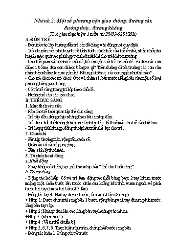 Giáo án Mầm non Lớp Chồi - Chủ đề: Giao thông. Chủ đề nhánh II: Một số phương tiện giao thông: Đường sắt, đường thủy, đường không - Năm học 2020-2021 - Trường Mầm non Trung Hà