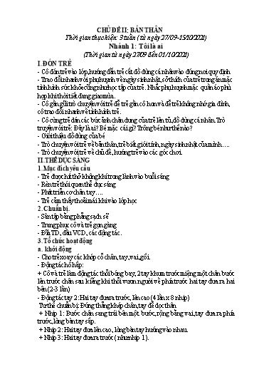Giáo án Mầm non Lớp Chồi - Chủ đề II: Bản thân. Chủ đề nhánh 1: Tôi là ai - Năm học 2021-2022 - Trường Mầm non Trung Hà