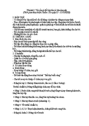Giáo án Mầm non Lớp Chồi - Chủ đề II: Bản thân. Chủ đề nhánh 3: Tôi cần gì để lớn lên và khoẻ mạnh - Năm học 2021-2022 - Trường Mầm non Trung Hà