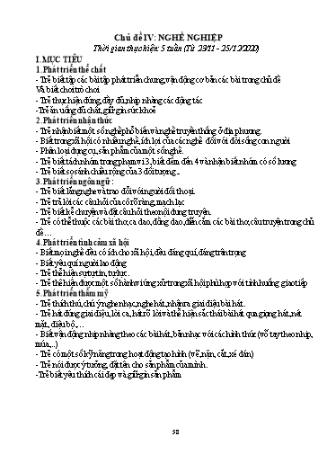 Giáo án Mầm non Lớp Chồi - Chủ đề IV: Nghề nghiệp - Năm học 2020-2021 - Trường Mầm non Trung Hà